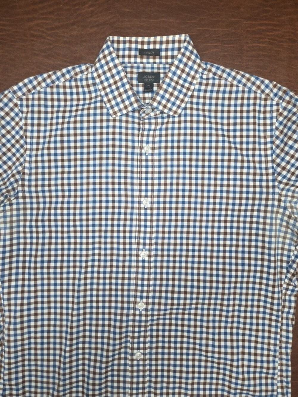 Men’s medium J.Crew Flex Washed Classic fit blue check Long sleeve button-up